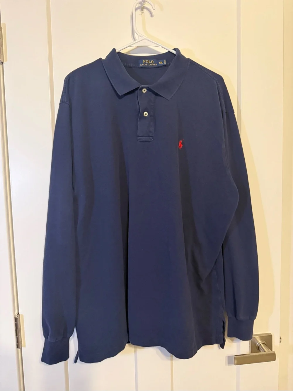 Polo by Ralph Lauren Navy Long Sleeve Polo with Red Pony 100% Cotton